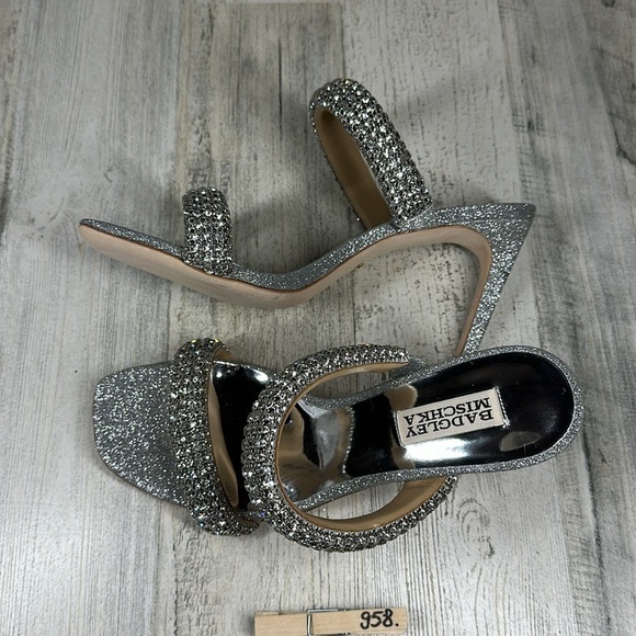 New Badgley Mischka Women's Sade Jeweled Double-Band Stiletto Heeled Sandal #958 - Picture 11 of 11